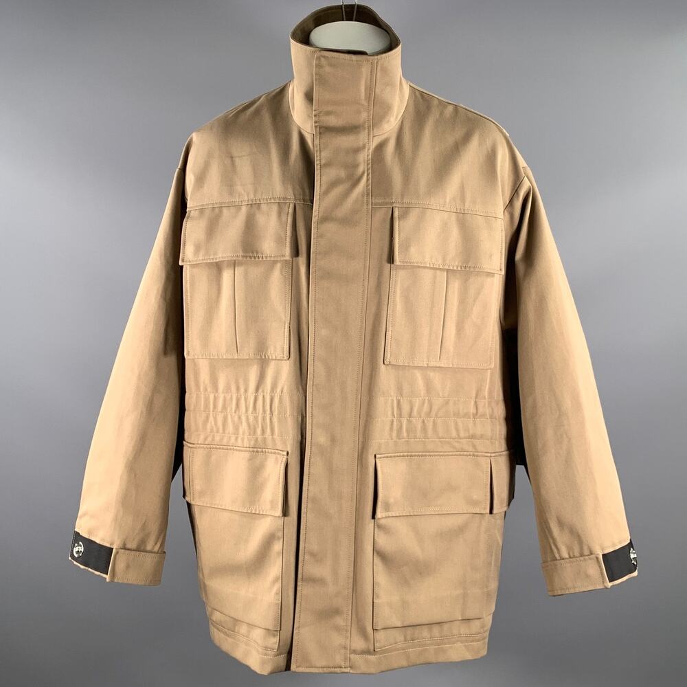 AMI by ALEXANDRE MATTIUSSI Size M Khaki Polyester Blend Zip & Snaps Coat